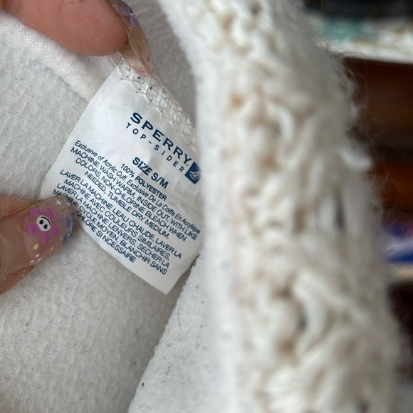 Sperry Vintage Blue Tall Rubber Boots Waterproof w/ Cream Knit Sequin Boot Socks - Picture 15 of 16